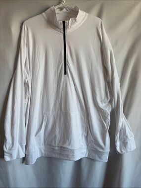 Men's White Quarter-Zip Performance Sweater